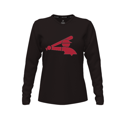 [CUS-DFW-TEES-PER-VNK-LSL-BLK-FYXS-LOGO2] Decker Performance T-Shirt (Female Youth XS, Black, V Neck, Logo 2, Long Sleeve)