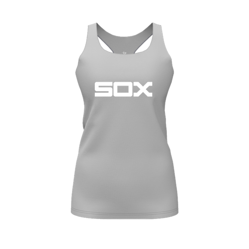 [CUS-DFW-RCBK-PER-GRY-FYS-LOGO1] Racerback Tank Top (Female Youth S, Gray, Logo 1)