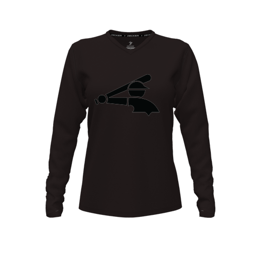 [CUS-DFW-TEES-CMF-VNK-LSL-BLK-FYXS-LOGO3] Decker Comfort T-Shirt (Female Youth XS, Black, V Neck, Logo 3, Long Sleeve)