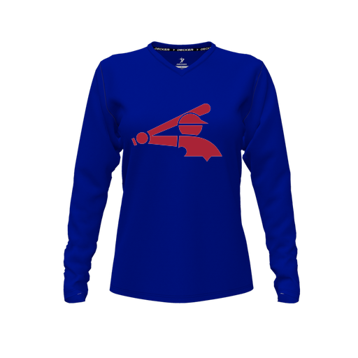 [FTLVCFRY-FYXS-LOGO2] Decker Comfort T-Shirt (Female Youth XS, Royal, V Neck, Logo 2, Long Sleeve)
