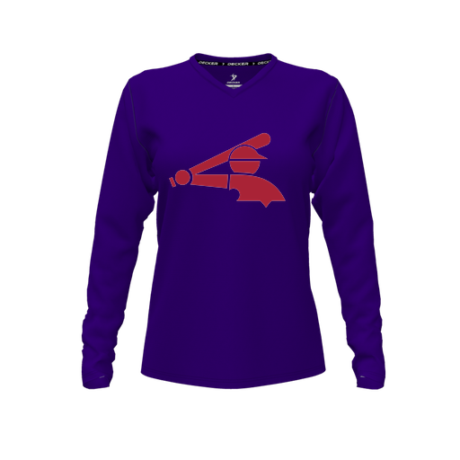 [FTLVCFPP-FYXS-LOGO2] Decker Comfort T-Shirt (Female Youth XS, Purple, V Neck, Logo 2, Long Sleeve)