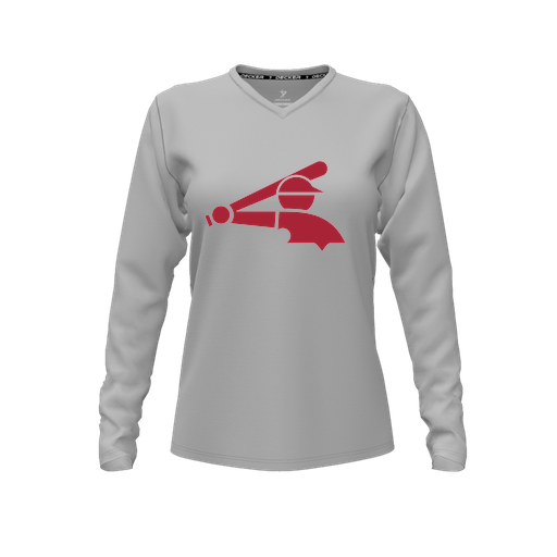 [CUS-DFW-TEES-PER-VNK-LSL-GRY-FYXS-LOGO2] Decker Performance T-Shirt (Female Youth XS, Gray, V Neck, Logo 2, Long Sleeve)