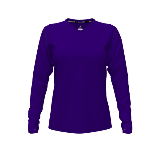 [CUS-DFW-TEES-PER-VNK-LSL-PUR-FYXS] Decker Performance T-Shirt (Female Youth XS, Purple, V Neck, None, Long Sleeve)