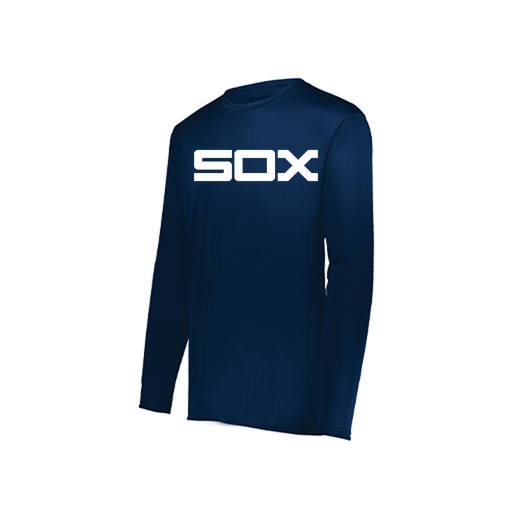 [222823.065.S-LOGO1] Youth LS Smooth Sport Shirt (Youth S, Navy, Logo 1)