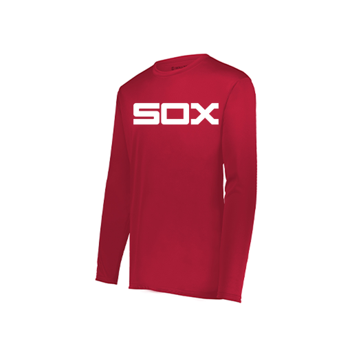 [222823.083.S-LOGO1] Youth LS Smooth Sport Shirt (Youth S, Red, Logo 1)